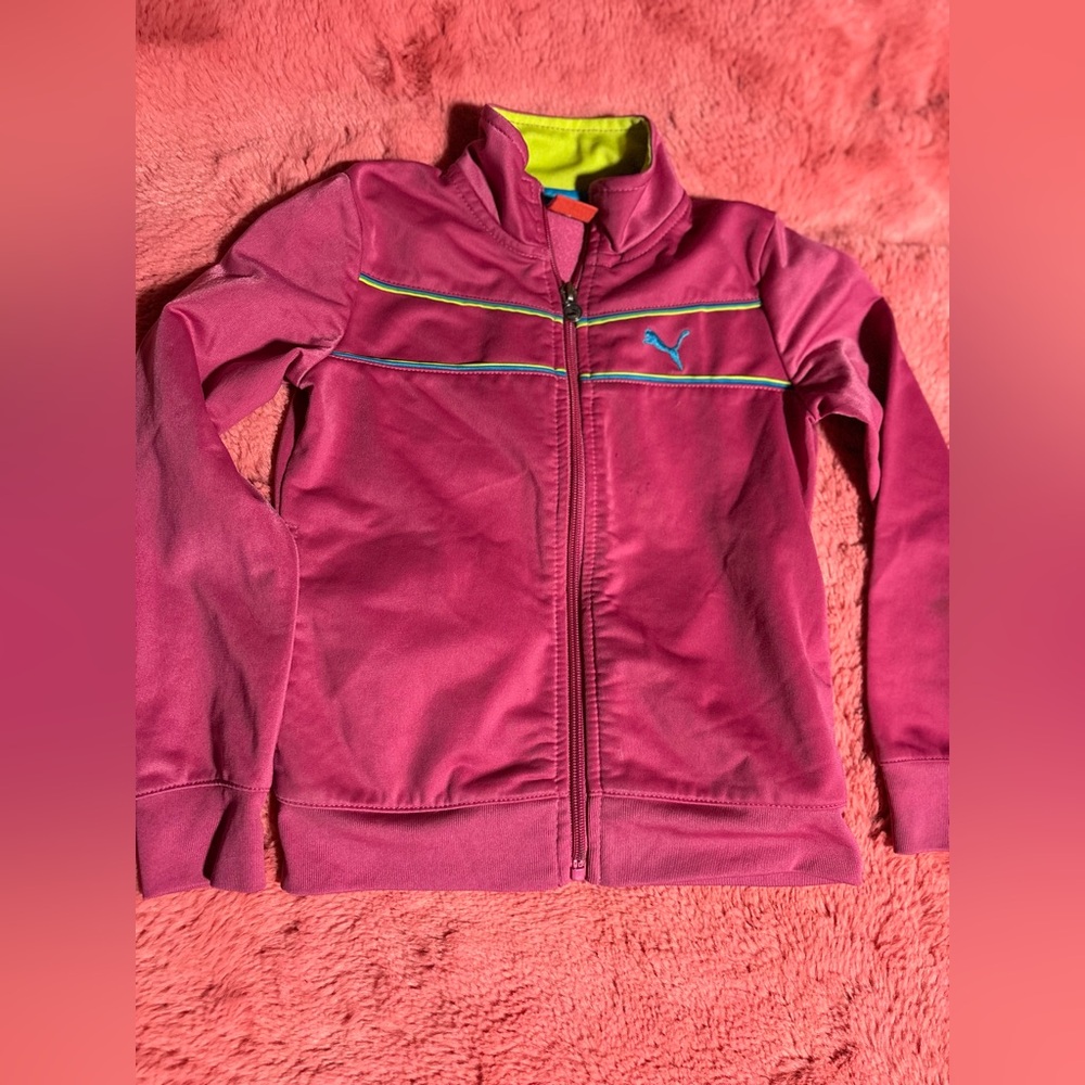 Puma Kids' Magenta Jacket with Lime Accents